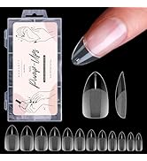Makartt Almond Nail Tips, Medium Full Cover Pre-shape Fake Nails Half Matte Soft Clear Gel Nail T...