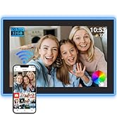 32GB FRAMEO 10.1 Inch WiFi Digital Photo Frame with Neon Light, 1280x800 HD IPS LCD Touch Screen,...