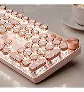 Wireless Typewriter Style Mechanical Keyboard with White Backlit, Knob | Bluetooth/2.4G/Wired, Re...