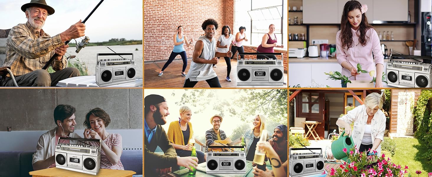 radio cassette player boombox recorder for grandpa grandma sliver