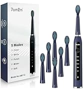 7AM2M Sonic Electric Toothbrush for Adults High Power Rechargeable Toothbrushes with 6 Brush Head...