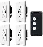 iLintek Smart Outlet with USB, Standard Electrical Outlets in Wall Work with Alexa Google Home 15...
