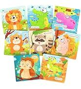 Zeoddler Wooden Puzzles for Toddlers, 8 PACK Animal Jigsaw Puzzles for Kids3-5, 9 Pieces Preschoo...