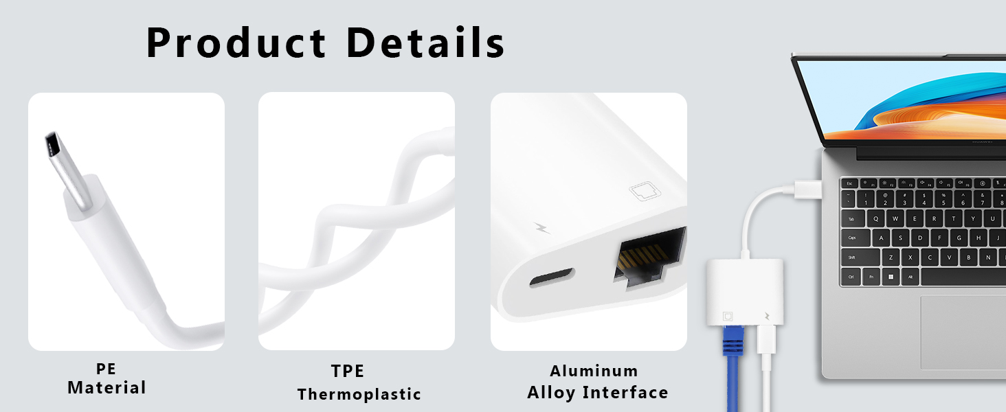 USB C to Ethernet adapter USB C to RJ45 Ethernet adapter iPad Ethernet adapter to USB C