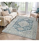 Lahome Oriental Bedroom Rug - 3x5 Washable Non Slip Throw Front Door Rugs, Blue Bathroom Rugs for...