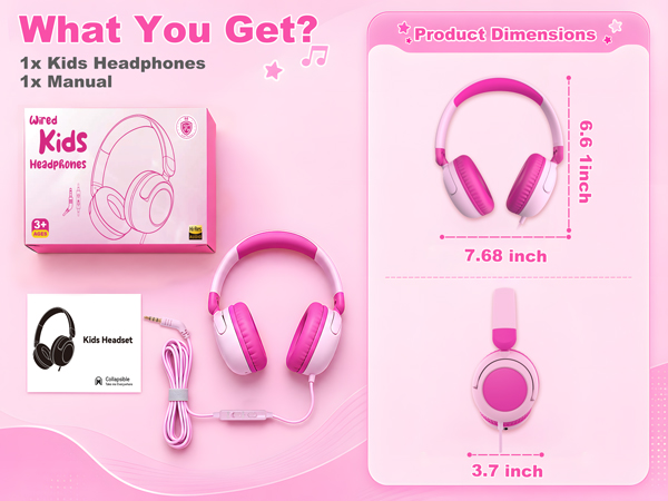 kid pink headphones