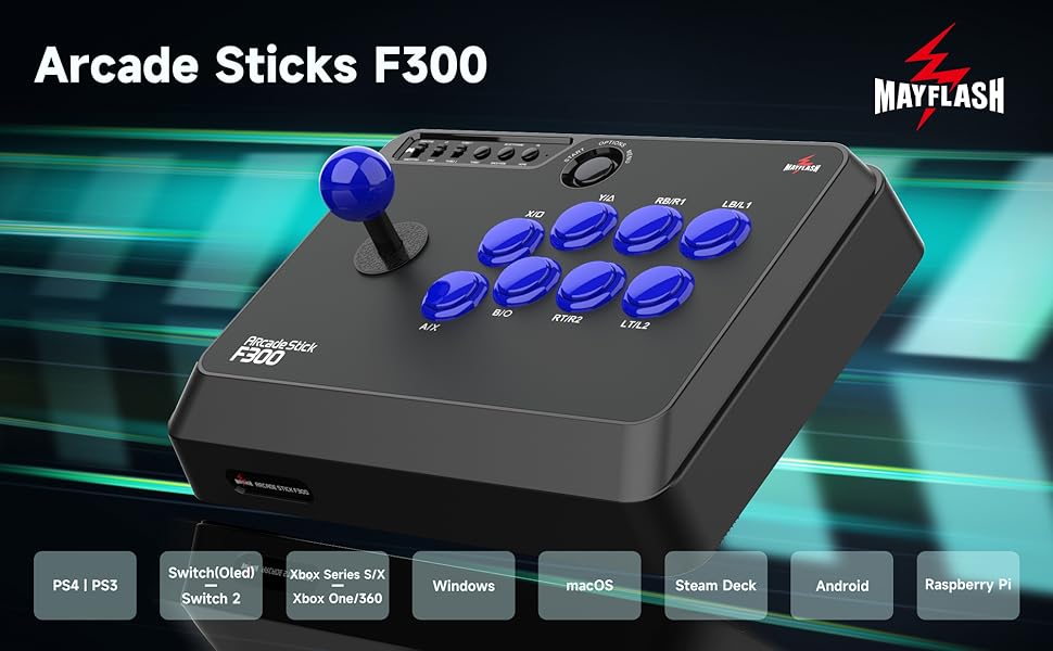 MAYFLASH F300 Arcade Fight Stick Joystick for Switch/Switch 2, Xbox Series X, PS4