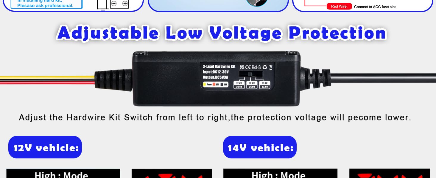 Dashcam Voltage Reduction Cable