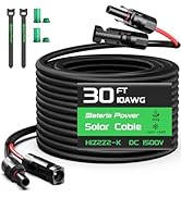 10AWG 30FT Solar Panel Extension Cable, Flame Retardant Protective Sleeving,Bateria Power Twin Wi...