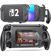 Ergonomic Switch 2 Grip Case Hard Shell with Replaceable Grips [to fit All Hands Sizes] for Ninte...