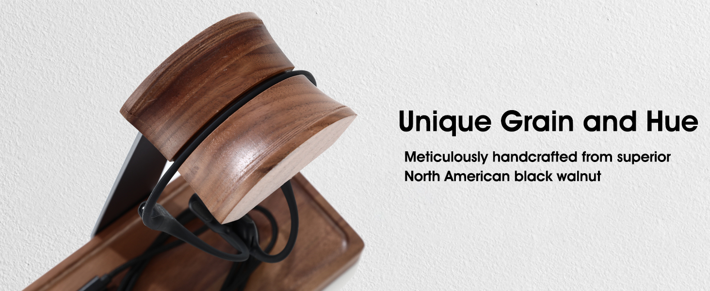 NIRVASH Walnut Wood &amp;amp; Aluminum Headset Holde