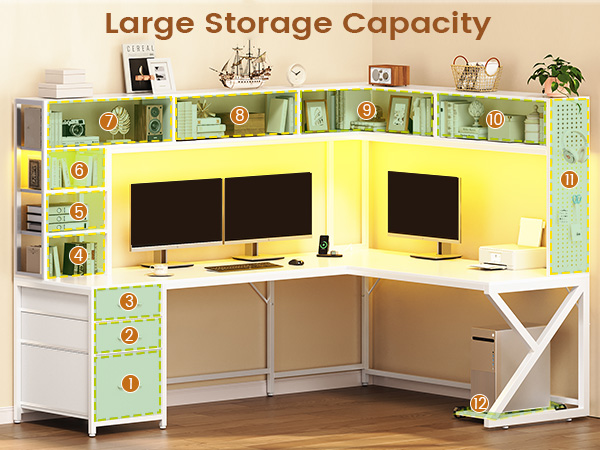 corner computer desk with storage drawers white gaming desk