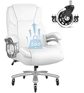 Big and Tall Office Chair 500lbs with Lumbar Support, Ergonomic Heavy Duty Black Office Chair, Le...