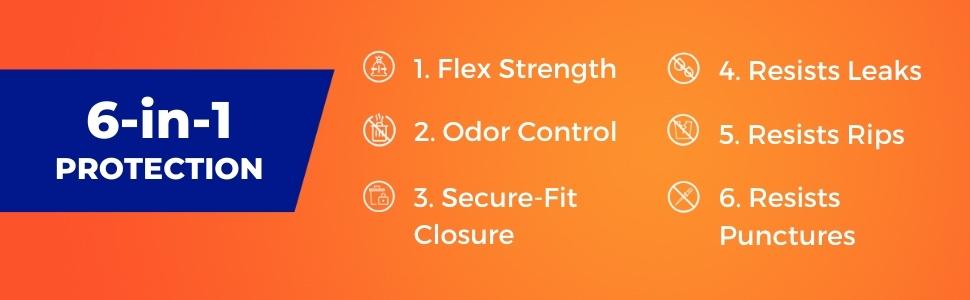 Hefty Ultra Strong Tall Kitchen 6-in-1 Benefits