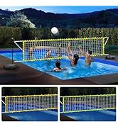 Vidoya Pool Volleyball Net with Light - Portable Outdoor LED Volleyball Net with 2 Glowing Balls ...