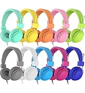 AILIHEN Kids Headphones Bulk 10-Pack for School Classroom K-12, On-Ear Wired Headsets with Microp...
