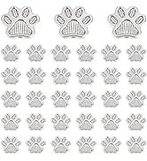 PH PandaHall 80pcs Dog Paw Print Beads Dog Cat Paw Footprint Beads Metal Animal Footprint Beads L...