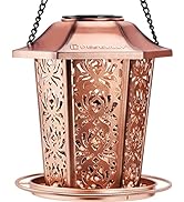 Solar Bird Feeders for Outdoors Hanging - Premium Grade Metal Bird Feeder, Chew-Proof, Weather an...
