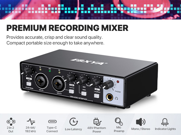 Audio Interface for Studio Podcaster Guitarist User-Friendly for Beginners at home live streaming