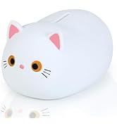 H&amp;W White Cat Piggy Bank for Girls,Plastic Coin Bank,Unbreakable Money Bank,Cute Piggy Bank for K...