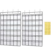 SAVERHO 2 Pack 36 Pockets Classroom Pocket Chart for Cell Phone Calculator Holder,Clear Pocket Ch...
