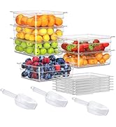 HNEDSEN 6 Pack Plastic Food Pan with Lid 1/2 Size 4 Inch Deep Restaurant Clear Food Storage Conta...