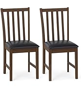 Giantex Wooden Dining Chairs Set of 2, Faux Leather Upholstered Kitchen Chair w/Rubber Wood Legs,...