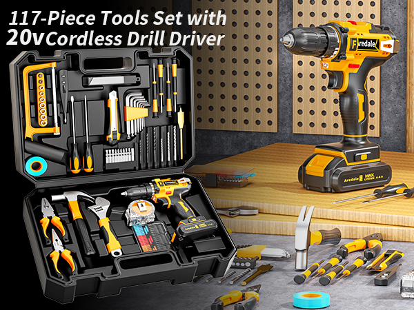 Tool Set with 20V Cordless Drill