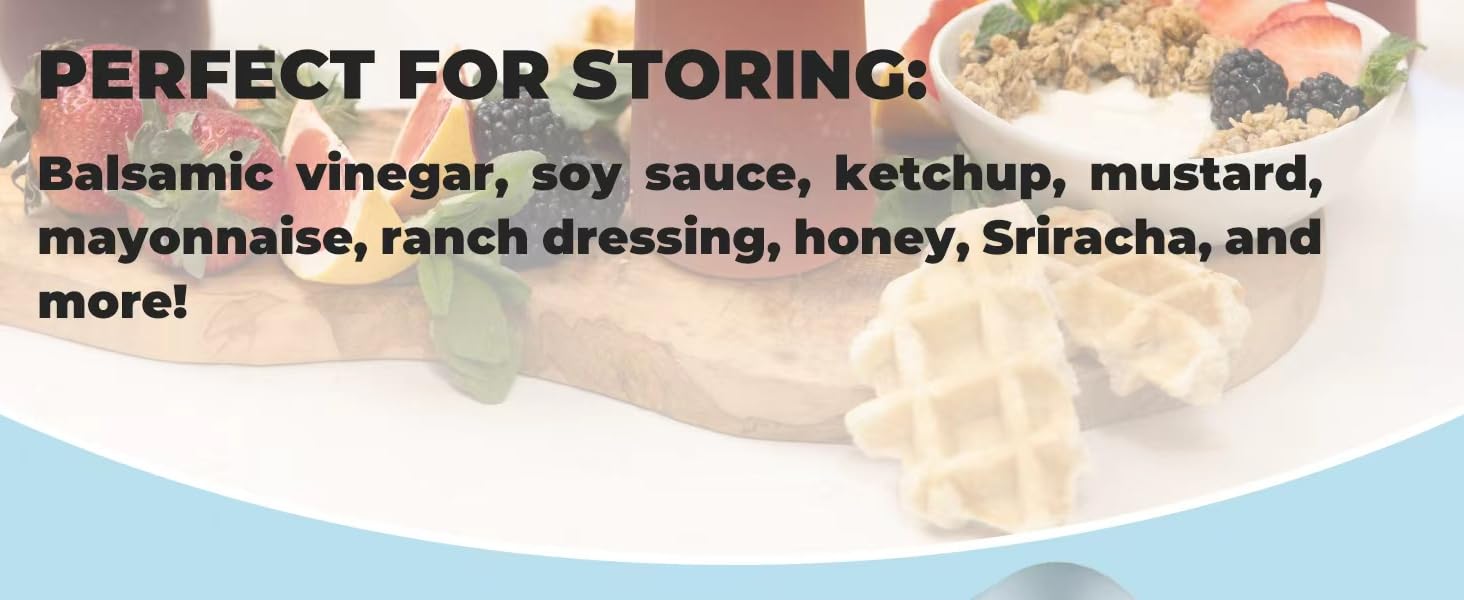 Keep dressings, andfavoriteyoursauces organized and ready to go inone sleek, leak-proof setup.