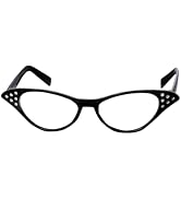 50s Rhinestone Glasses, Retro Old Lady Granny Costume Glasses for Hip Hop Dress Up Halloween Part...