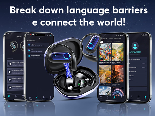 AI Live Translation Earbuds Bluetooth 6.1 Sport Open Ear Headphones