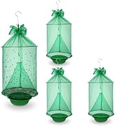 4 Pack Reusable Fly Traps Outdoor Hanging, Ranch Fly Traps with Food Bait Tray, Fly Catcher Cage ...
