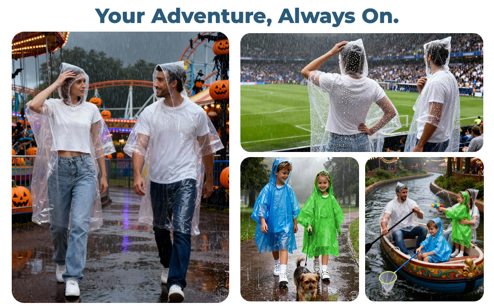 disposable rain ponchos family pack