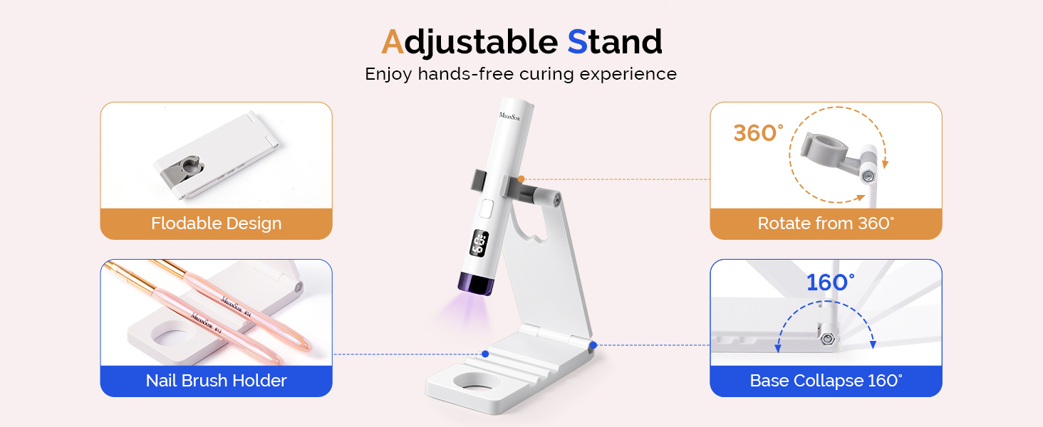Handheld UV Light for Gel Nails with Stand
