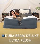 Intex 64447ED Dura-Beam Deluxe Ultra Plush Air Mattress with Headboard: Fiber-Tech – Queen Size –...