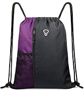 Drawstring Backpack Sports Gym Bag for Women Men Children Large Size with Zipper and Water Bottle...