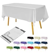 Hereisa Premium Plastic Tablecloth 54 Inch. x 108 Inch. Rectangle Table Cover-White
