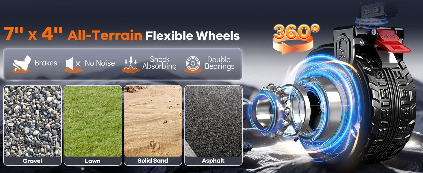 7&amp;amp;#39;&amp;amp;#39;x 4&amp;amp;#39;&amp;amp;#39; larger and wider 360° smooth-rolling silent universal flexible all-terrain wheels