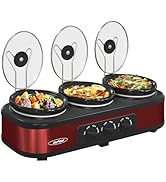Sunvivi Triple Slow Cooker Buffet Servers and Warmer,3 Pot Food Small Mini Manual Slow Cooker wit...