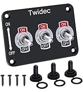 Twidec/3 Gang Rocker Toggle Switch Metal Panel with 16A 250V AC/12V DC SPST 2 Position 2 Pin ON/O...