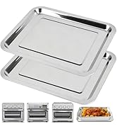 Baking Sheet Pan Set of 2, 12.4"x11" Stainless Steel Air Fryer Pan Replacement Tray for Cuisinart...