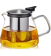 DOPUDO Glass Teapot with Removable Stainless Steel Infuser, 25oz / 760ml Borosilicate Glass Kettl...