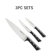 T-fal Ice Force German Stainless Steel Chef knife, Utility knife, Paring knife, 3 Piece, Long Las...