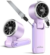 WHATOOK Portable Fan Handheld Mini Fan: Travel Fans with Air Turbo Tech, 4000mAh Battery with LED...