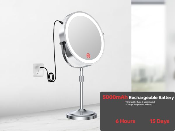 Height Adjustable Lighted Makeup Mirror