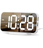 ALANAS Slim Digital Alarm Clock for Bedrooms, Dual Alarms with Snooze, Big LED Mirror Display, 4-...