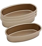MDEOOSKY 4pcs Oval Baking Pan 9.06×4.72×1.97Inches Golden Carbon Steel Nonstick for Bread Cake Ch...