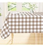 Smiry Rectangle Table Cloth, Waterproof Vinyl Tablecloths with Flannel Backing, Wipeable Buffalo ...