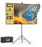 AAJK 60in Projector Screen with Stand,Portable 16:9 4K HD Indoor Outdoor Projection Screen with W...