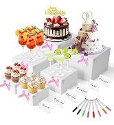 6 Pcs Acrylic Buffet Risers, White Food Display Stands